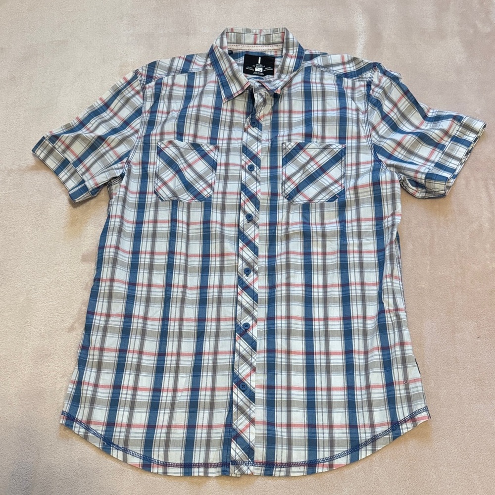 I Jeans by Buffalo. Multicolor Plaid Button Down Shirt. 100% Cotton.